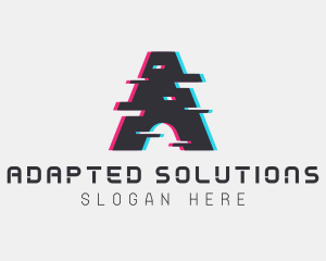 Technology Glitch Letter A logo design