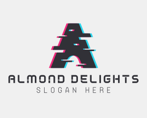 Technology Glitch Letter A logo design