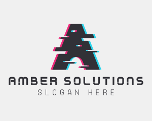 Technology Glitch Letter A logo design