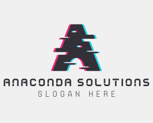 Technology Glitch Letter A logo design