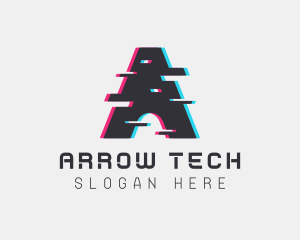 Technology Glitch Letter A logo design