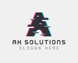 Technology Glitch Letter A logo design