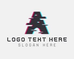 Letter A - Technology Glitch Letter A logo design