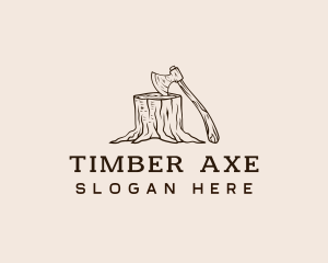 Axe Log Lumberjack logo design