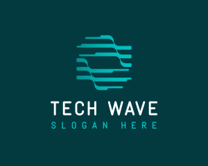 Cyberspace Tech Firm Waves logo design