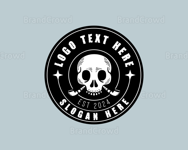 Smoking Tobacco Skull Logo