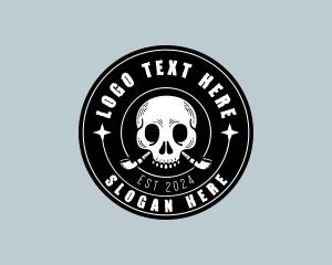 Skull - Smoking Tobacco Skull logo design