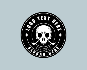 Smoking Tobacco Skull Logo