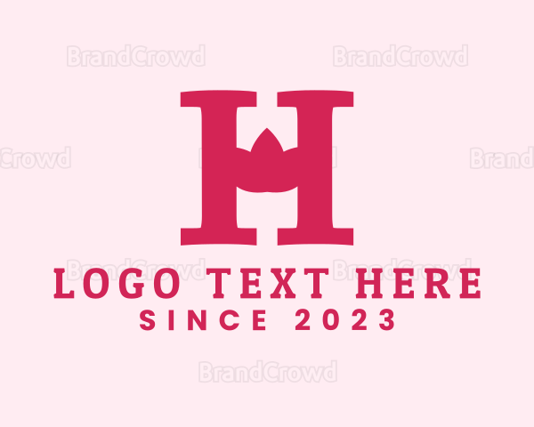 Pink Letter H Flower Logo