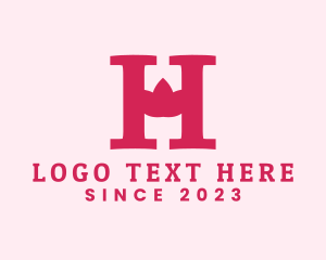 Floral - Pink Letter H Flower logo design