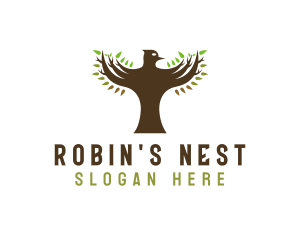 Robin - Bird Tree Wings logo design