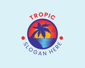 Tropical Sunrise Island logo design