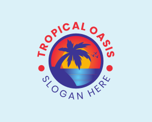 Tropical Sunrise Island logo design