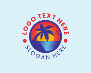 Caribbean - Tropical Sunrise Island logo design