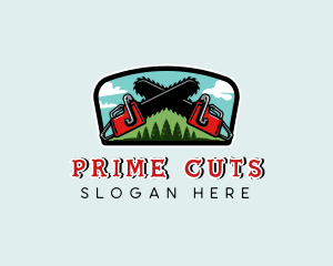 Chainsaw Logging Tree logo design