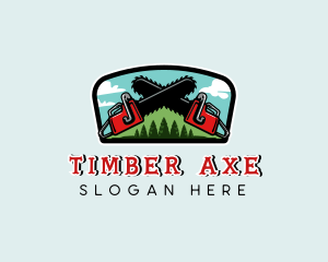 Chainsaw Logging Tree logo design