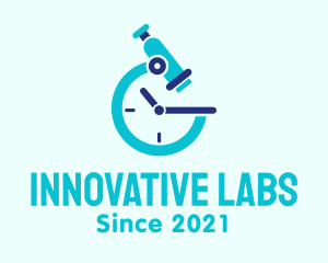 Scientist - Laboratory Microscope Clock logo design