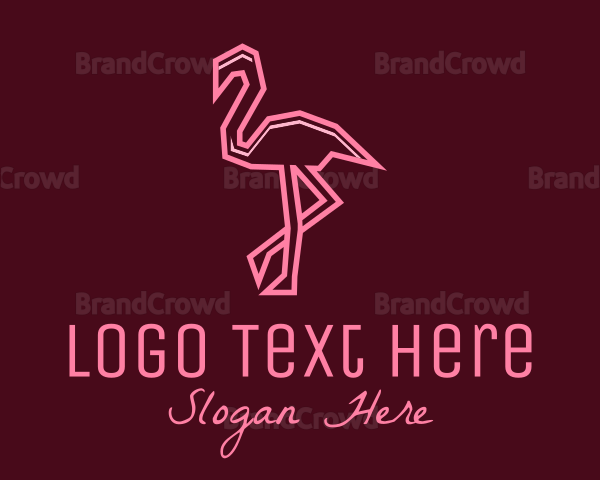 Geometric Pink Flamingo Logo