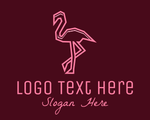 Pink - Geometric Pink Flamingo logo design
