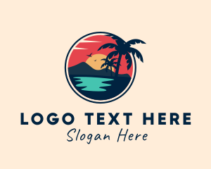 Travel - Beach Lagoon Island logo design