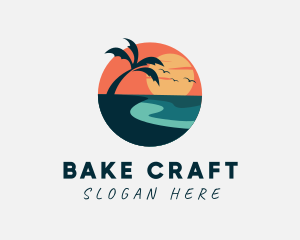 Sunset Island Beach logo design