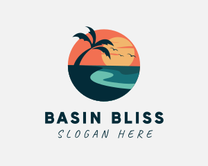 Sunset Island Beach logo design