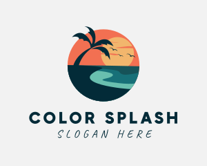 Sunset Island Beach logo design