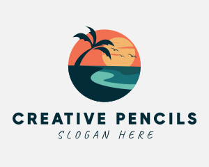 Sunset Island Beach logo design