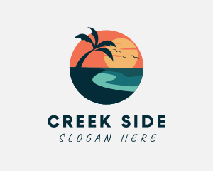 Sunset Island Beach logo design