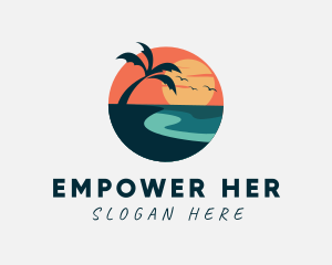 Sunset Island Beach logo design