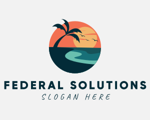 Sunset Island Beach logo design