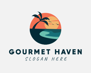 Sunset Island Beach logo design