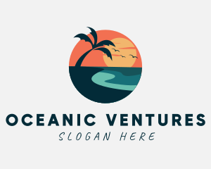 Sunset Island Beach logo design