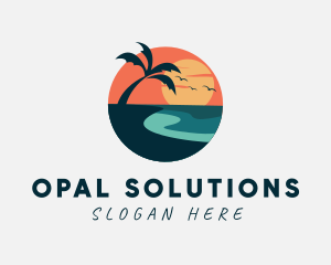 Sunset Island Beach logo design