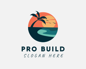 Sunset Island Beach logo design