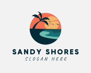 Beach - Sunset Island Beach logo design