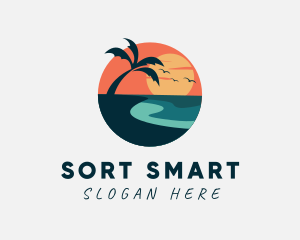 Sunset Island Beach logo design