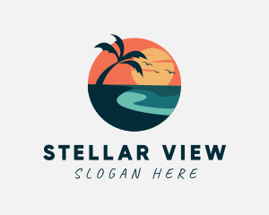 Sunset Island Beach logo design