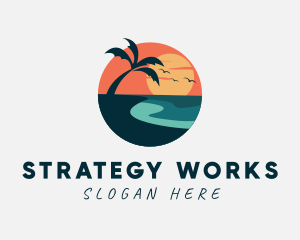 Sunset Island Beach logo design