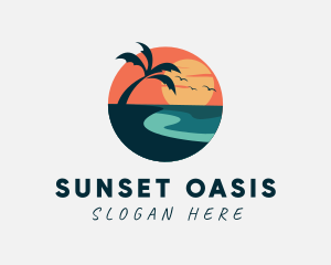 Sunset - Sunset Island Beach logo design