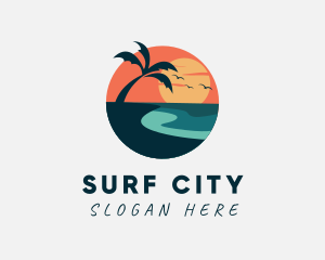 Sunset Island Beach logo design