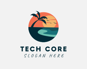 Sunset Island Beach logo design