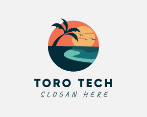 Sunset Island Beach logo design