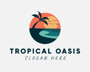 Island - Sunset Island Beach logo design