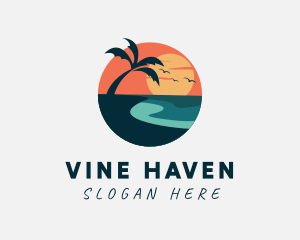 Sunset Island Beach logo design