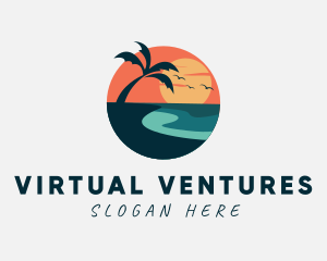 Sunset Island Beach logo design