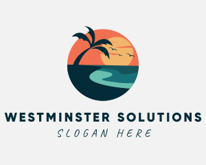 Sunset Island Beach logo design