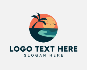 Island - Sunset Island Beach logo design