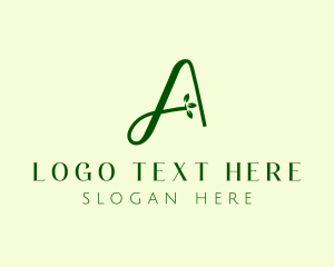 Vegan - Natural Herb Letter A logo design