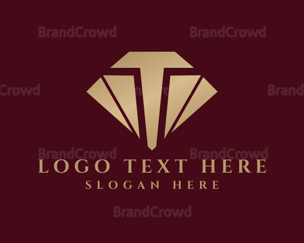 Gold Diamond Letter T Logo